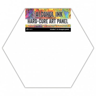 Hexagon hard-core art panels 10 cm - 3 st hårda underlag för t ex alco ink från Tim Holtz / Ranger ink