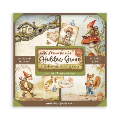 HIDDEN GROVE single paper pack 12x12 - Mönsterpapper från Stamperia 30x30 cm