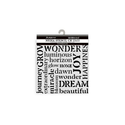 HIDDEN GROVE WRITINGS word stencil - Schablon med engelska ord från Stamperia 12x12 cm