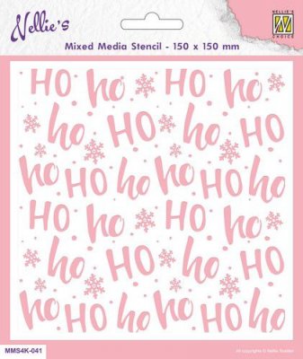 HO HO HO square stencil - Schablon från Nellie Snellen 15x15 cm