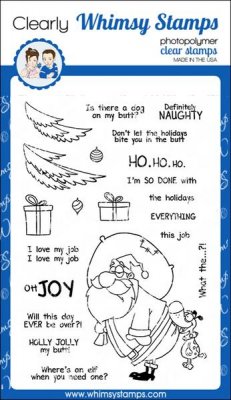 Holly jolly my butt (Christmas santa) clear stamp set 4*6 - Stämpelset med jultomte och texter från Whimsy Stamps