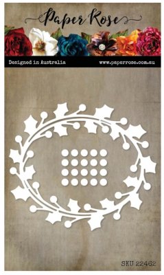 Holly wreath die set - Stansmallar med järnekskrans från Paper Rose Studio