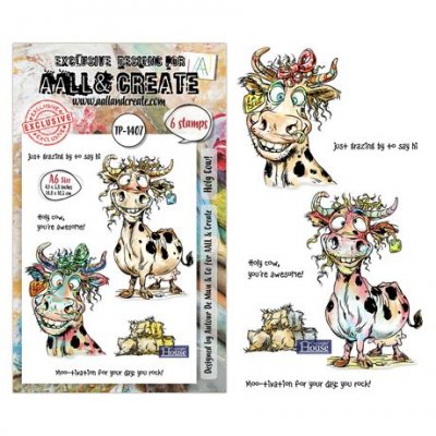 HOLY COW! clear stamp set - Stämpelset med kor / kossor från AALL & Create A6