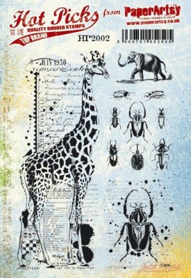 Hot pick 2002 Africa giraffe elefant bugs rubber stamp set from PaperArtsy A5