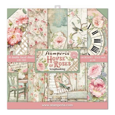 HOUSE OF ROSES paper pack 12x12 - Mönsterpapper från Stamperia 30x30 cm