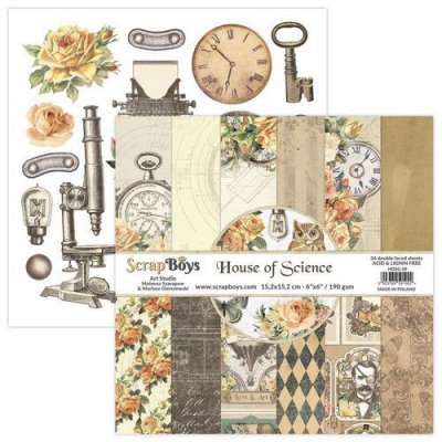 House of science paperset 12 vl+cut out elements 6x6 from ScrapBoys 15x15 cm
