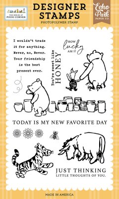 HOW LUCKY I AM the hose at Pooh clear stamp set from Nalle Puh från Echo Park A6