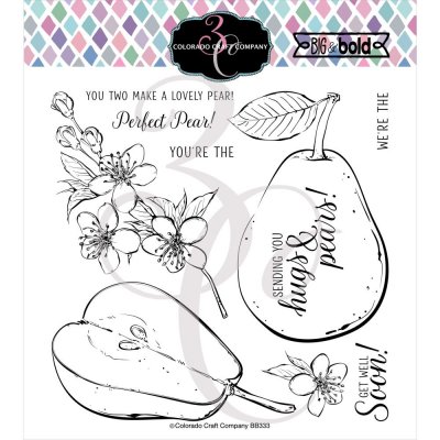 Hugs & pears clear stamp set - Stämpelset med päron från Colorady Craft Company 15*15 cm