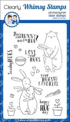 Bunny hugs clear stamp set 4*6 - Stämpelset med kramande kaniner från Whimsy Stamps