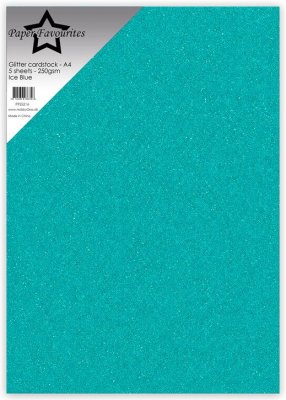 ICE BLUE GLITTER CARDSTOCK - Isblå glitterpapper från Paper favourites A4