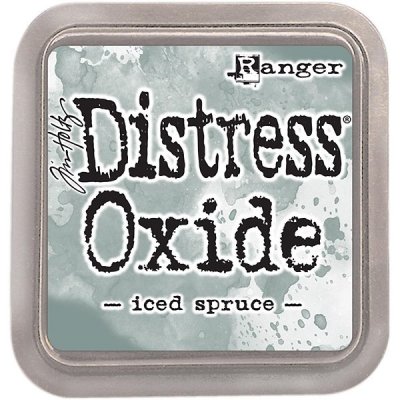 distress oxide ink, tim holtz, ranger ink, iced spruce, silvergran, grön, stämpeldyna