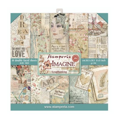Imagine paper pack - Mönstrade papper från Stamperia 20*20 cm