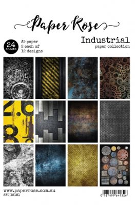 Industrial paper collection - Mönstrade papper med steampunktema från Paper Rose A5