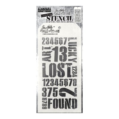 INDUSTRIAL WORDS stencil - Schablon med stora ord från Tim Holtz Stamper's Anonymous