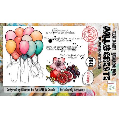 INFLATABLE AWESOME birthday balloon clear stamp set - Stämpelset med grattisballonger från AALL & Create A6