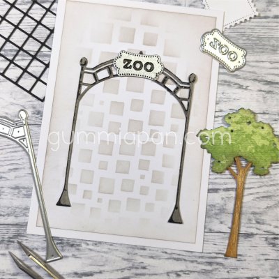 Zoo entrance die set from Gummiapan ca 77x100,5 mm, 31x16 mm