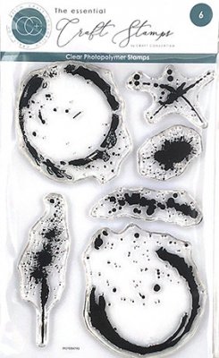 INK AND COFFEE STAINS clear stamp set - Stämpelset med bläck- och kaffefläckar från Craft Consortium