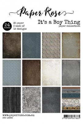 PRE-ORDER - It's a boy thing paper collection - 24 patterned papers with a steampunk theme from Paper Rose A5