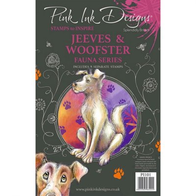 Jeeves & Woofster dog clear stamp set - Stämpelset med hund från Pink ink design A5