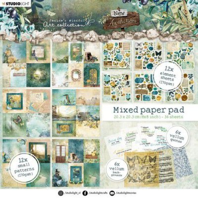 Jenine‘s New Awakening nr.02 mixed paper pad - Mönstrade papper från Studio Light 20x20 cm