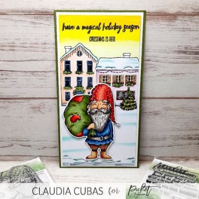 Jolly Christmas Gnome 3x4 Inch Metal Die set (C-141D) - Stansmall till matchande jultomtestämpelset från Picket fence studios