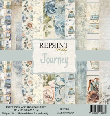 JOURNEY paper pack 12x12 - Mönsterpapper med resetema från Reprint 30x30 cm