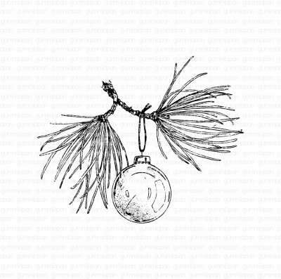 JULKULA PÅ KVIST Christmas ornament on a twig rubber stamp from Gummiapan ca 85x65 mm