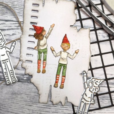 JULTOMTENS HJÄLPREDORstansmallar från Gummiapan ca 22,5x42 mm, 18x38,5 mm