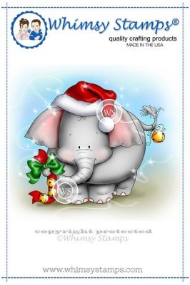 Jungle bells 2 elephant rubber stamp - Stämpel med en elefant från Whimsy Stamps