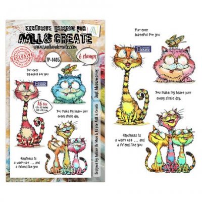 JUST MEOWMORIES cats clear stamp set - Stämpelset med roliga katter från AALL & Create A6