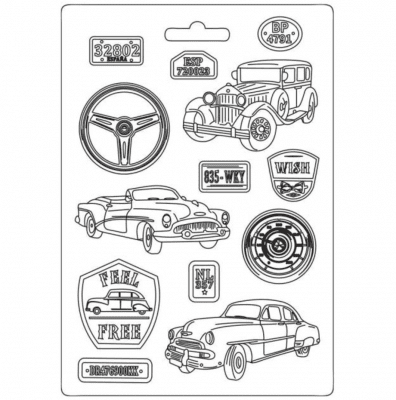 Desire Vintage Cars soft mould - Gjutform med textur från Stamperia A4