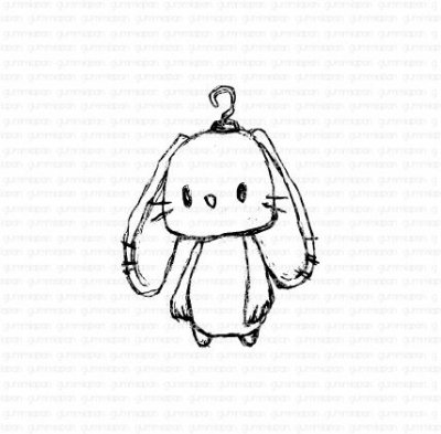 Kanin med krok Rabbit with hook rubber stamp from Gummiapan 4,8x6,4 cm
