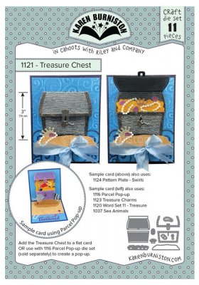 Treasure chest die set - Stansmallsset med kista som passar till Parcel pop-up die set från Karen Burniston