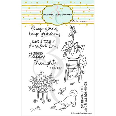 Keep growing cats and plants clear stamp set from Anita Jeram Colorado Craft Company 10x15 cm