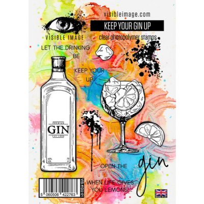 KEEP YOUR GIN UP clear stamp set from Visible image A6