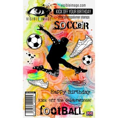 KICK OFF YOUR BIRTHDAY clear stamp set from Visible image A6
