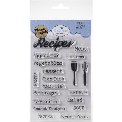 Kitchen recipes 1 clear stamp set - Stämpelset med engelska matord från Elizabeth Craft Designs ca 10x15 cm