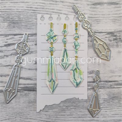 KRISTALLHÄNGEN CRYSTAL ORNAMENT die set - Stansmallar från Gummiapan ca 10x58,5 mm, 10,5x53,5 mm, 10x38 mm