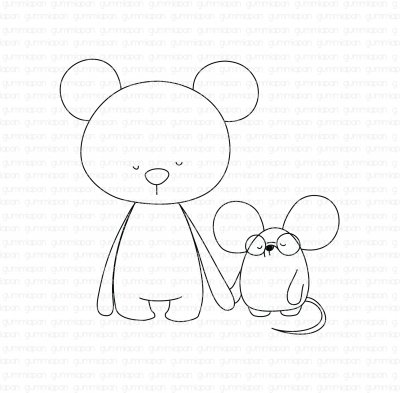 Kuma & Mousey (nallebjörn och mus) - Stämpel från Gummiapan 5,8*6 cm