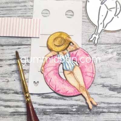 Woman on a bath ring die from Gummiapan ca 40x48 mm