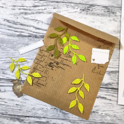 KVIST MED STYGN leaf twig die from Gummiapan ca 22x42,5 mm