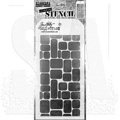 LABELS stencil 178 - Schablon från Tim Holtz Stamper's Anonymous ca 10x21 cm