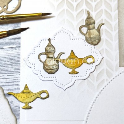 Oriental lamp and oil can die set from Gummiapan ca 23,5 x 17och 18,5 x 24 mm