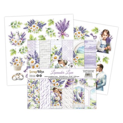 LAVENDER LOVE paper pad 8x8 from Scrapboys 20x20 cm