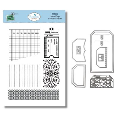 LAYERED TAGS stamp and die set - Stämplar och stansmallar med adressetiketter från Elizabeth craft designs