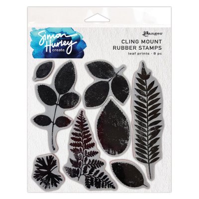LEAF PRINTS rubber stamp set - Stämpelset med bladavtryck från Simon Hurley Ranger ink 15x15 cm