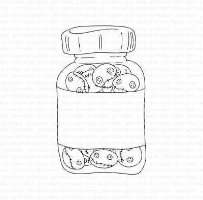 Lennart på burk (funny character in a glass jar) rubber stamp from Gummiapan 4,1*6,8 cm