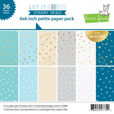 Let It Shine Starry Skies Petite Paper Pack - Mönsterpapper med stjärnor från Lawn Fawn 15x15 cm