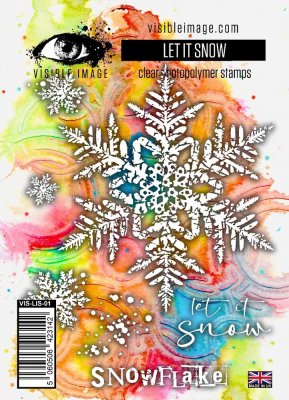 LET IT SNOW snowflake clear stamp set - Stämpelset med snöflinga från Visible image A6