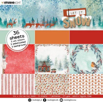 Let it snow nr 46 paper pack - Mönsterpapper med jul- och vintertema från Studio Light 15x15 cm